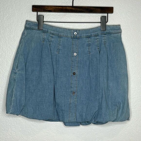 NWT Jonathan Simkhai Standard Denim Bubble Hem Mini Skirt Large Vatia - Picture 2 of 10